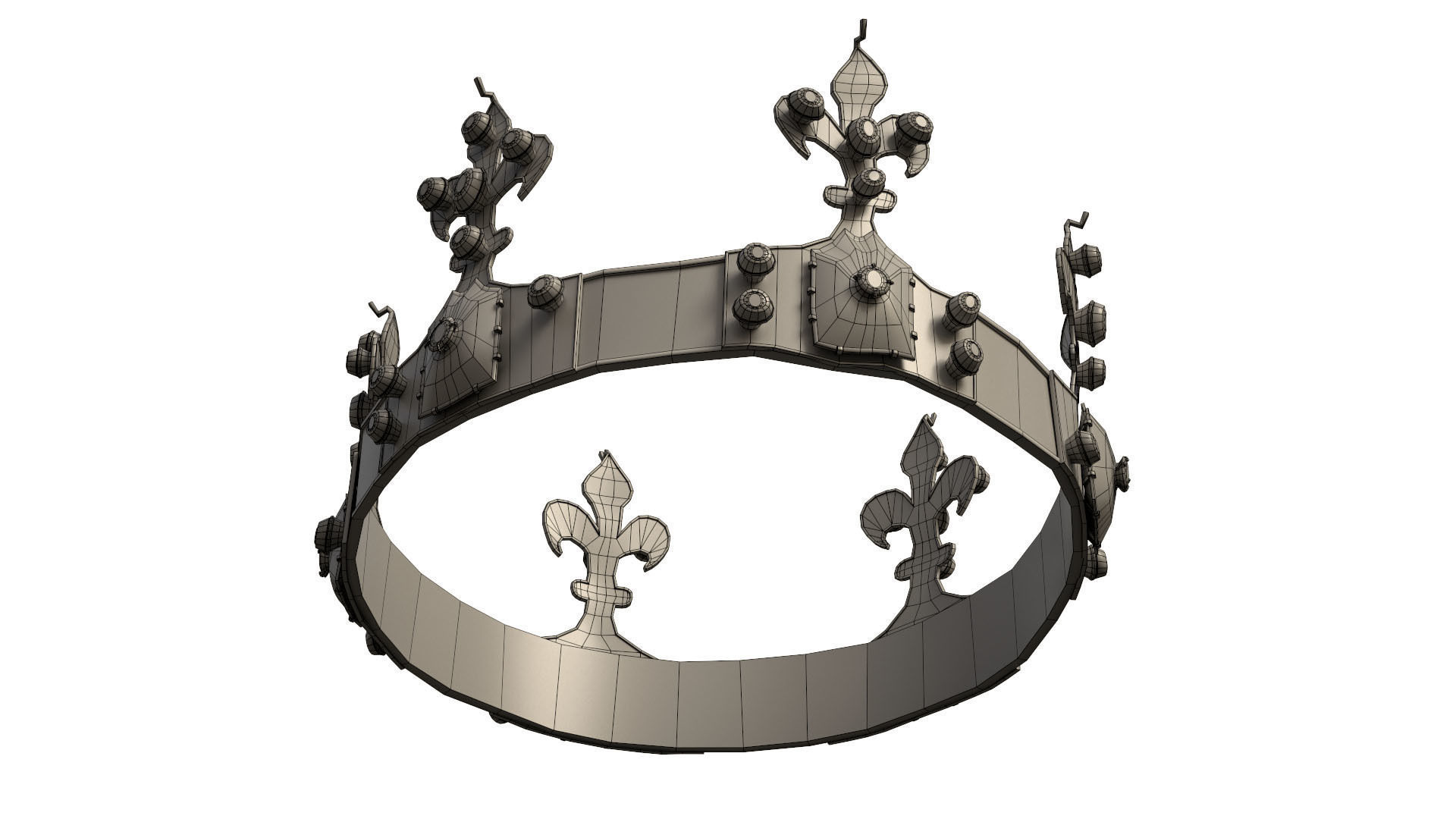 Old Medival Crown LowPoly PBR Low-poly 3D model_5