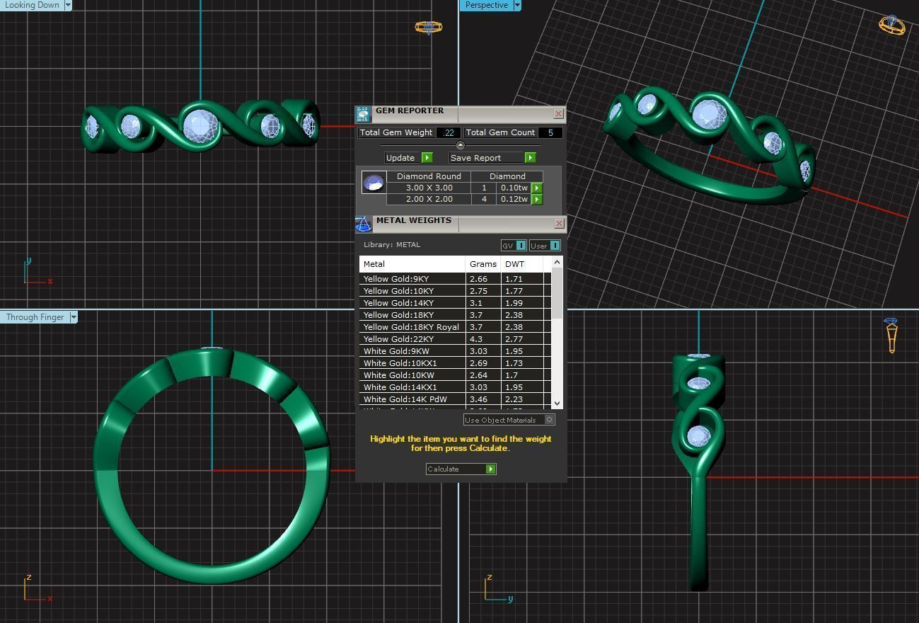 S ring sterling silver with sapphire stones 3D print model_4