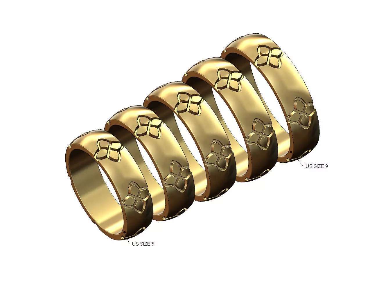 Clover engraving fashion band US size 5to9 3D print model