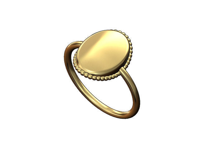 Beaded oval dome fashion ring US size 5to9 3D print model