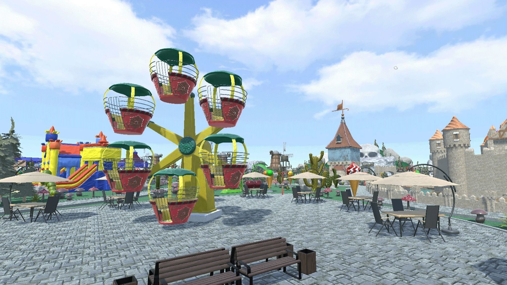Big amusement Park - carousels and entertainment 3D model_1