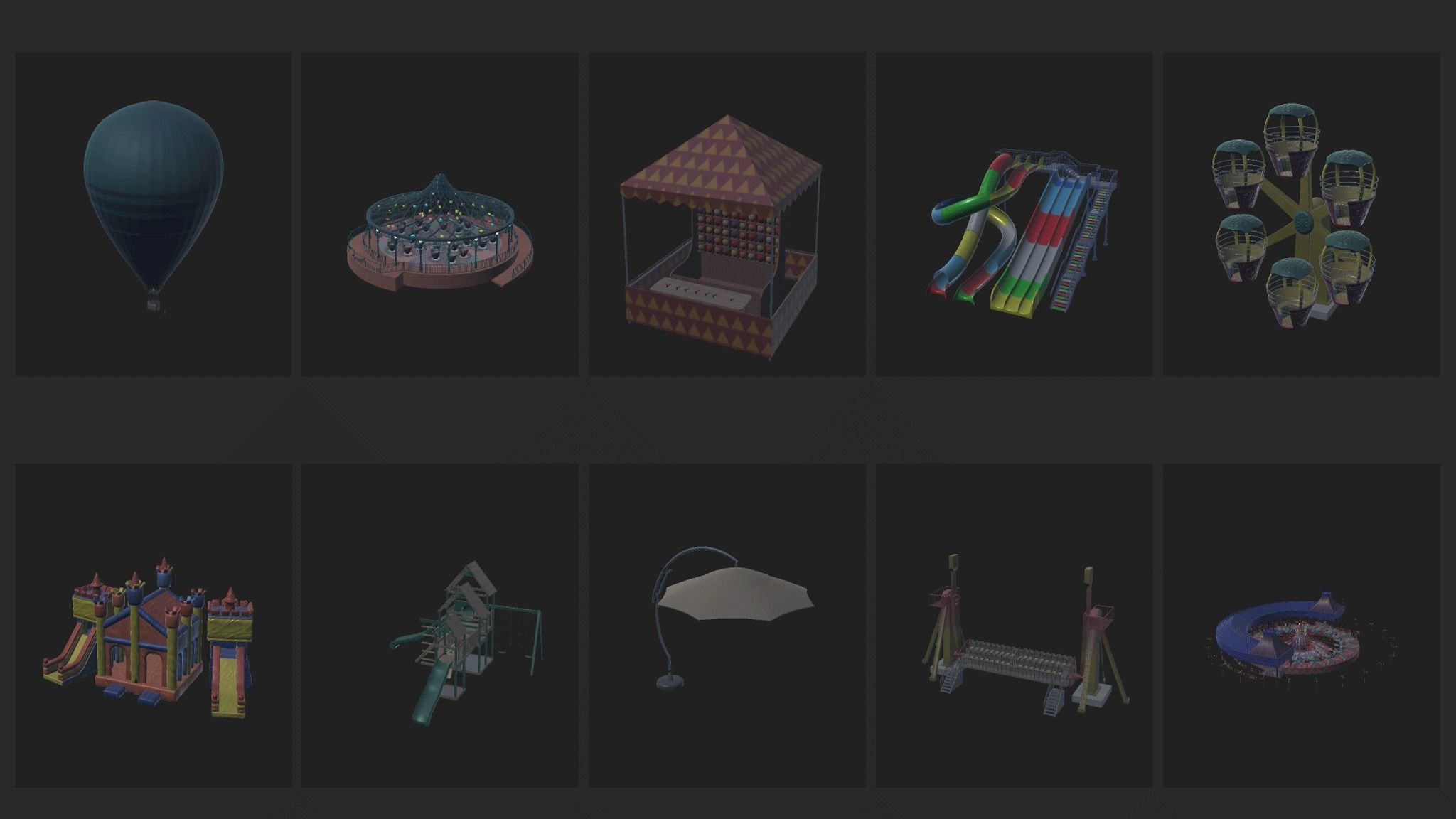 Big amusement Park - carousels and entertainment 3D model_11