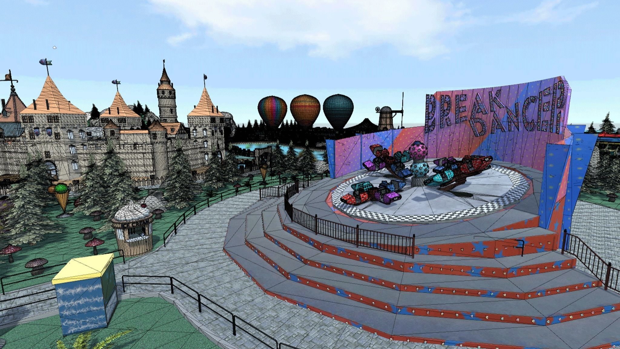 Big amusement Park - carousels and entertainment 3D model_4