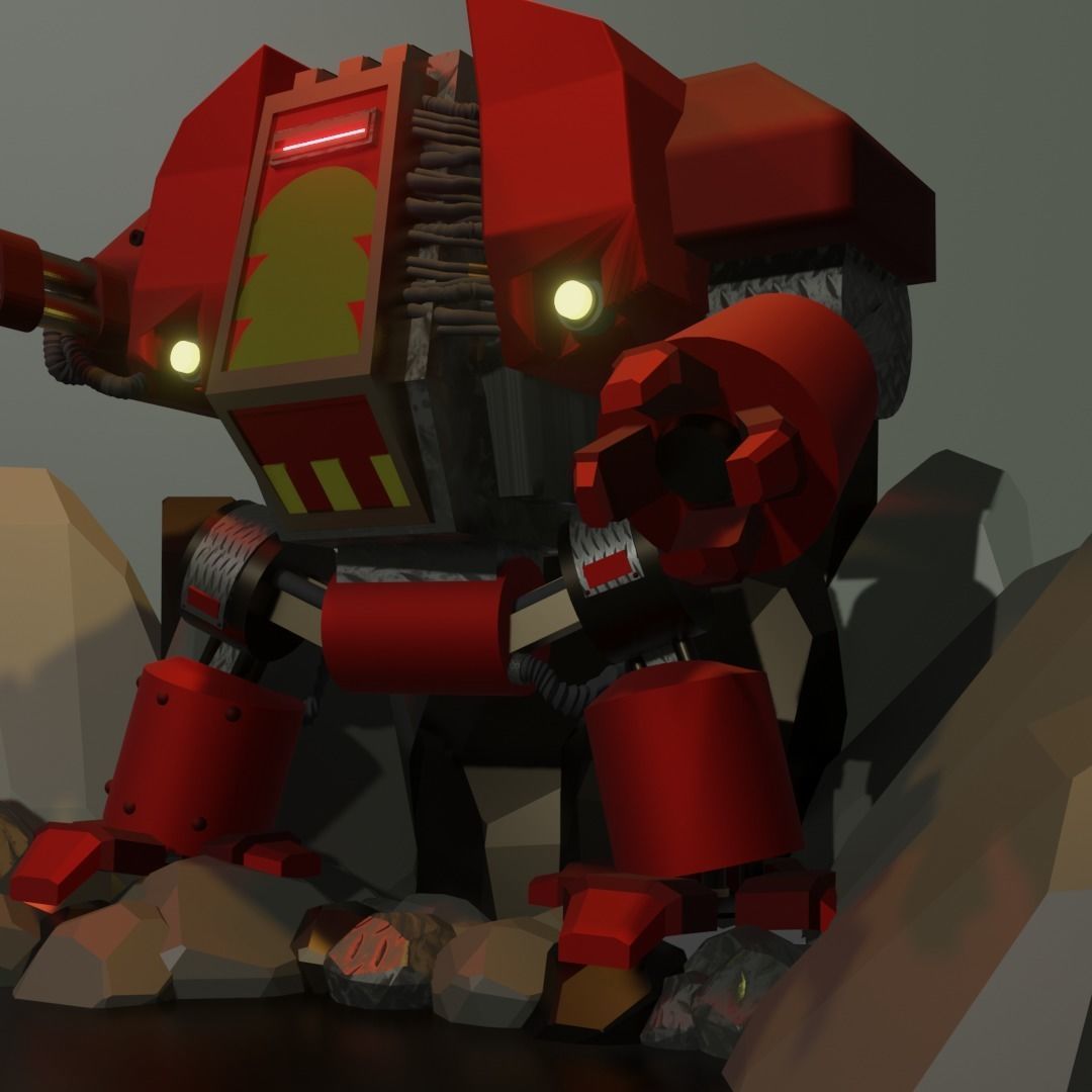 Dreadnought Low Poly robot 3D print model_5