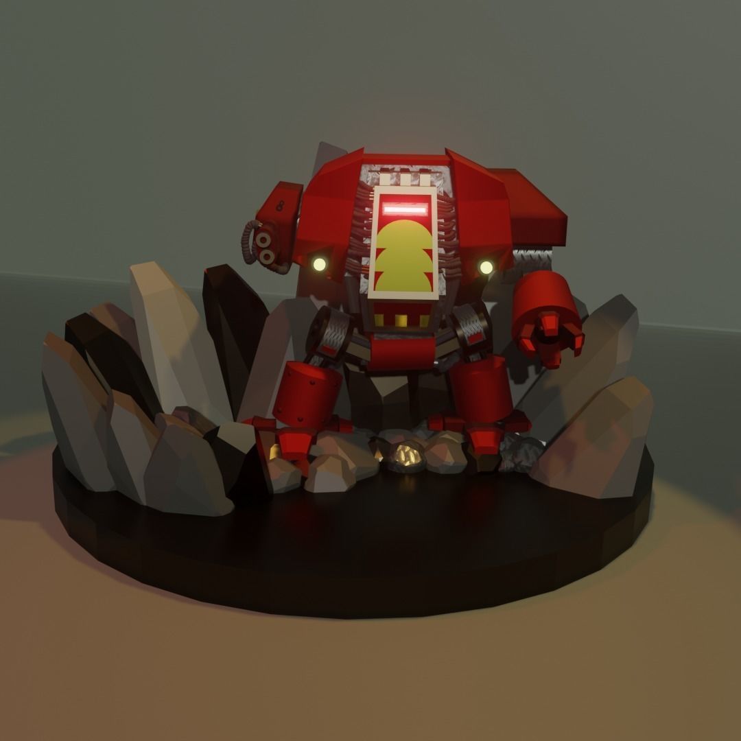 Dreadnought Low Poly robot 3D print model_2
