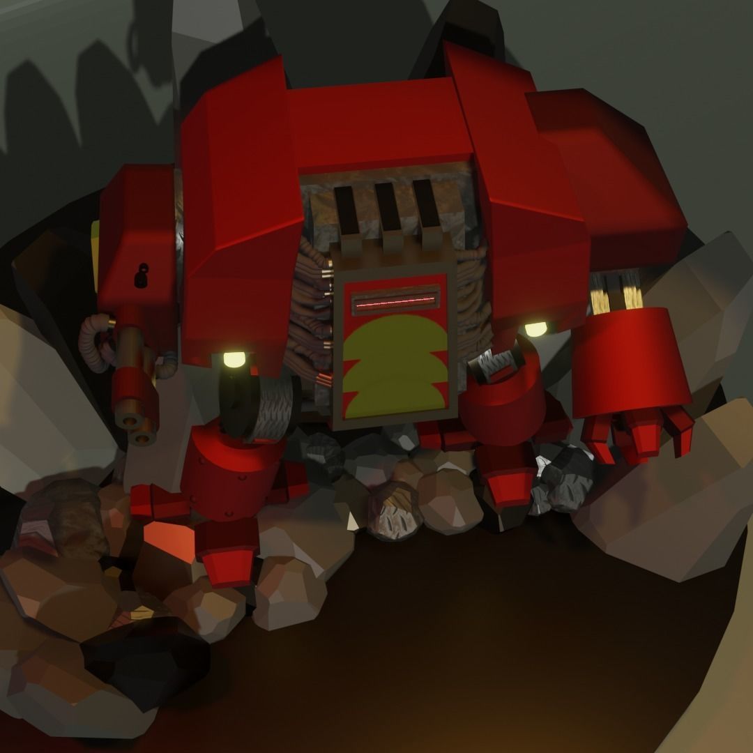 Dreadnought Low Poly robot 3D print model_4