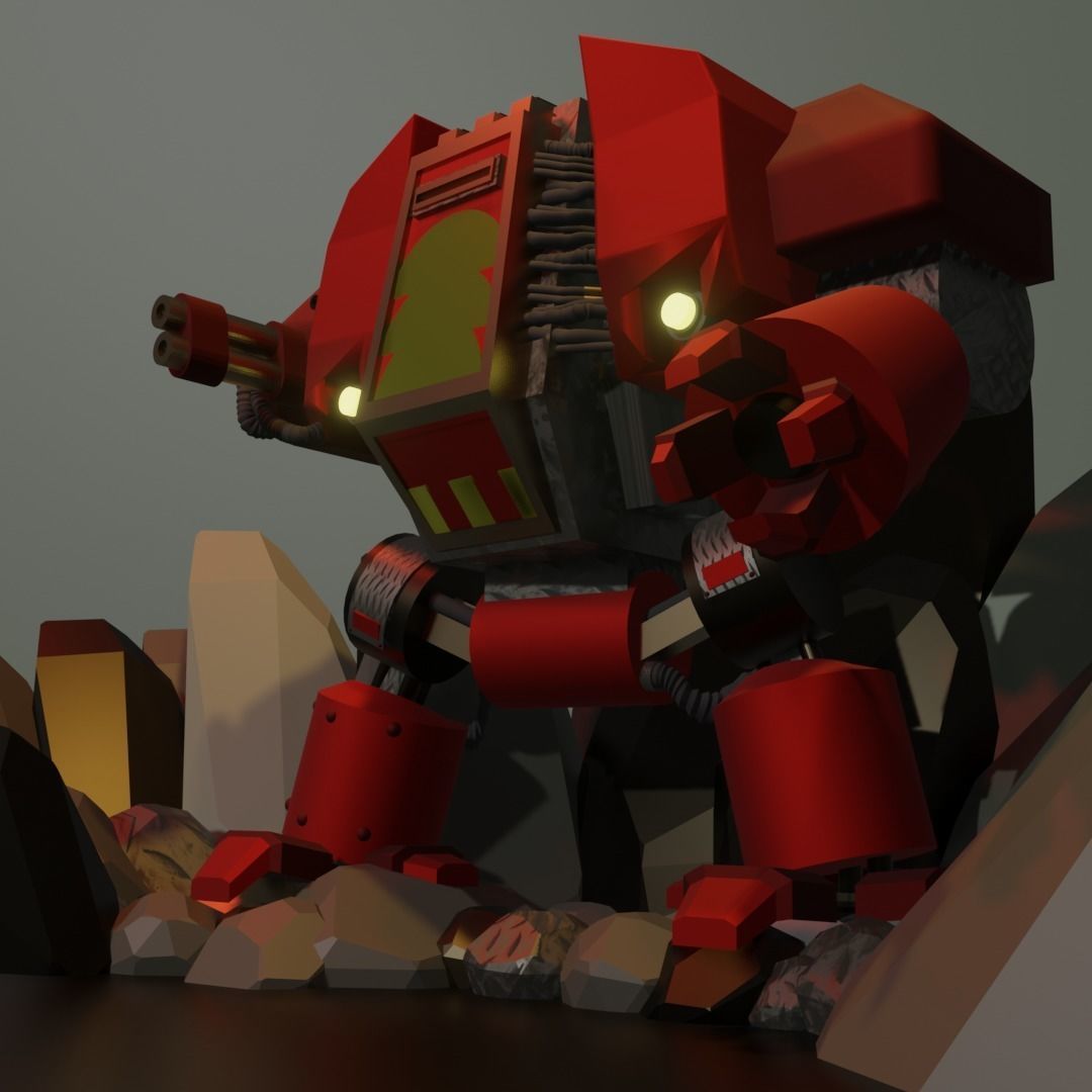 Dreadnought Low Poly robot 3D print model_3
