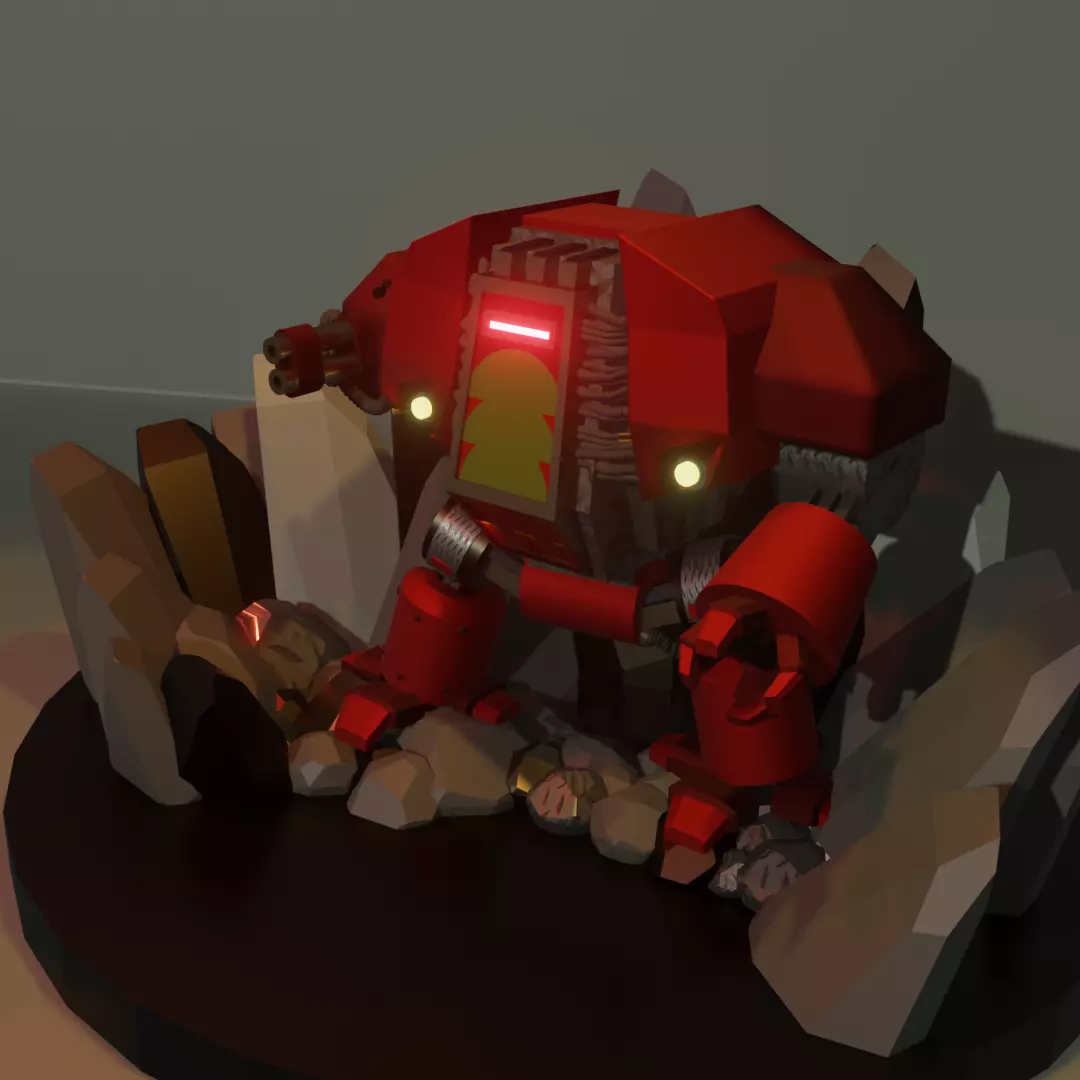 Dreadnought Low Poly robot 3D print model_0