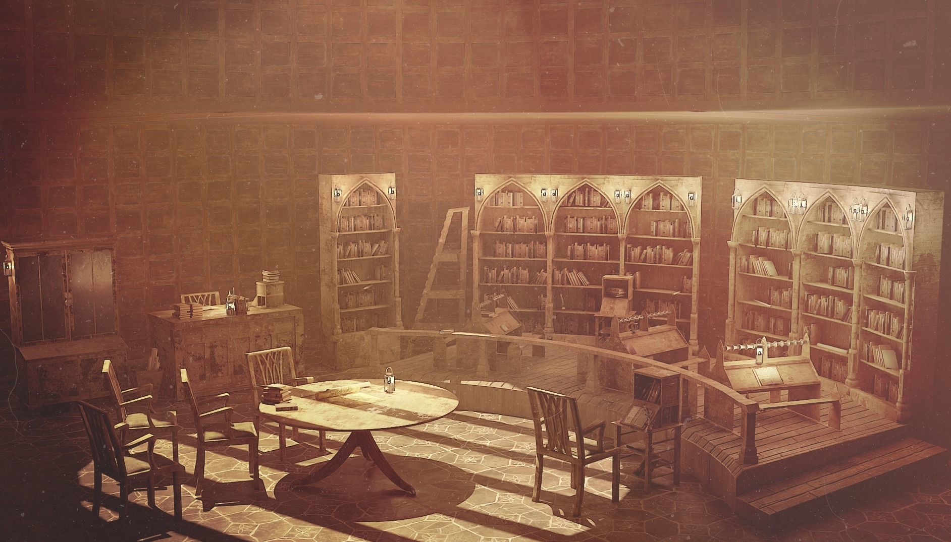 Medieval Library Model Pack Antique Low-poly 3D model_2