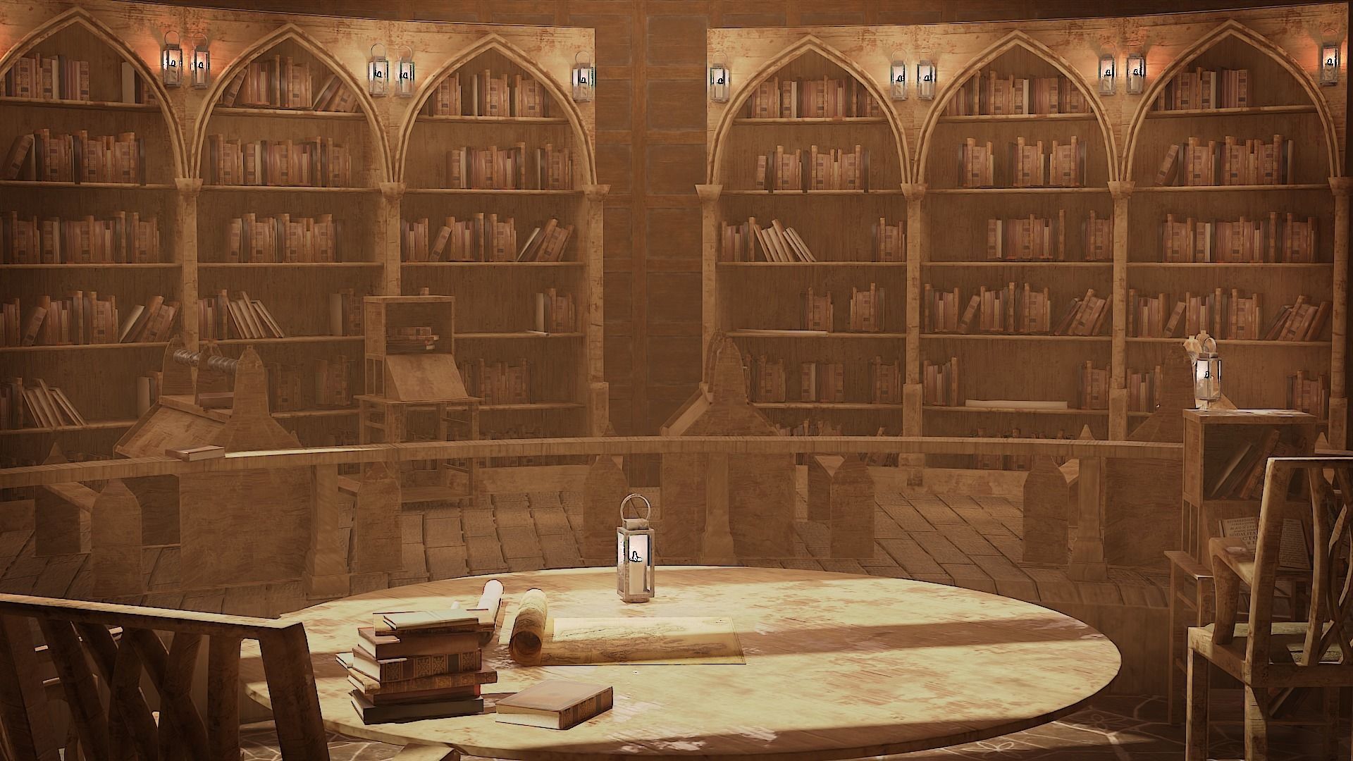 Medieval Library Model Pack Antique Low-poly 3D model_5