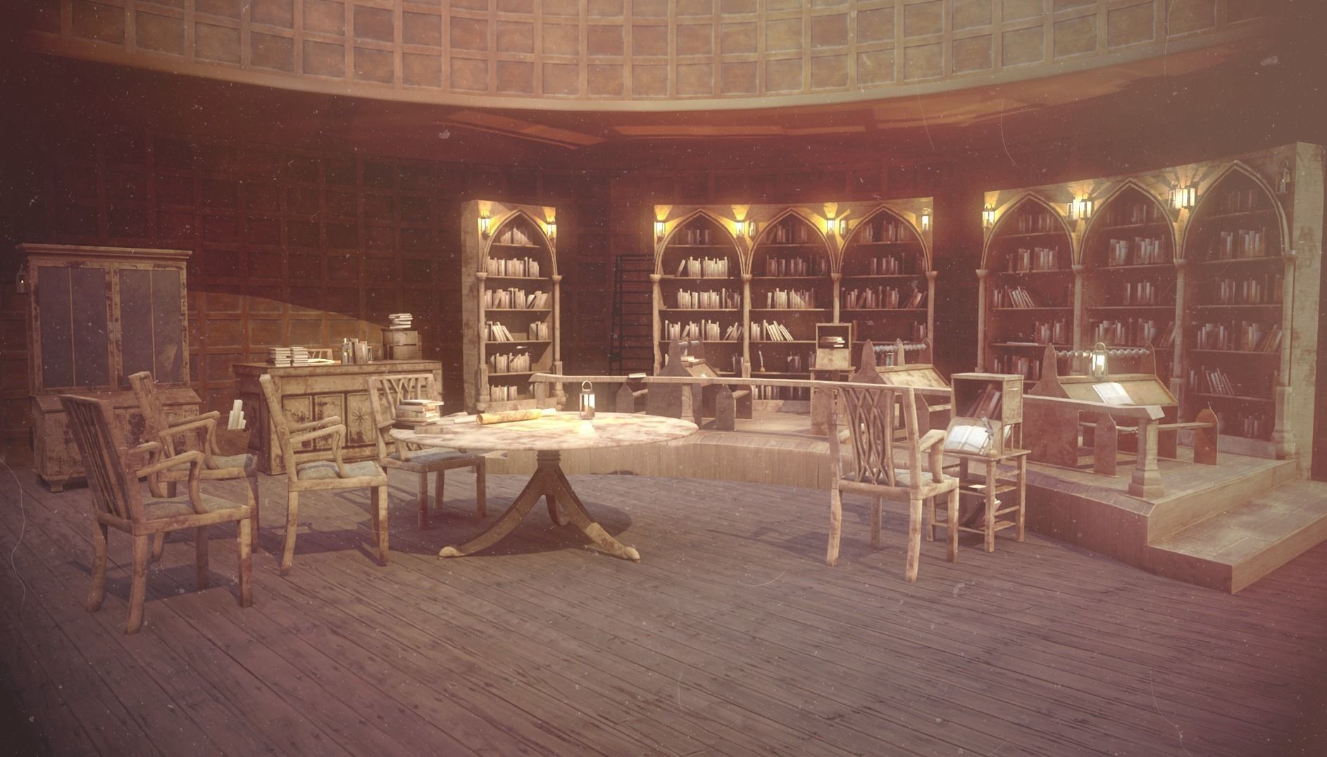 Medieval Library Model Pack Antique Low-poly 3D model_6