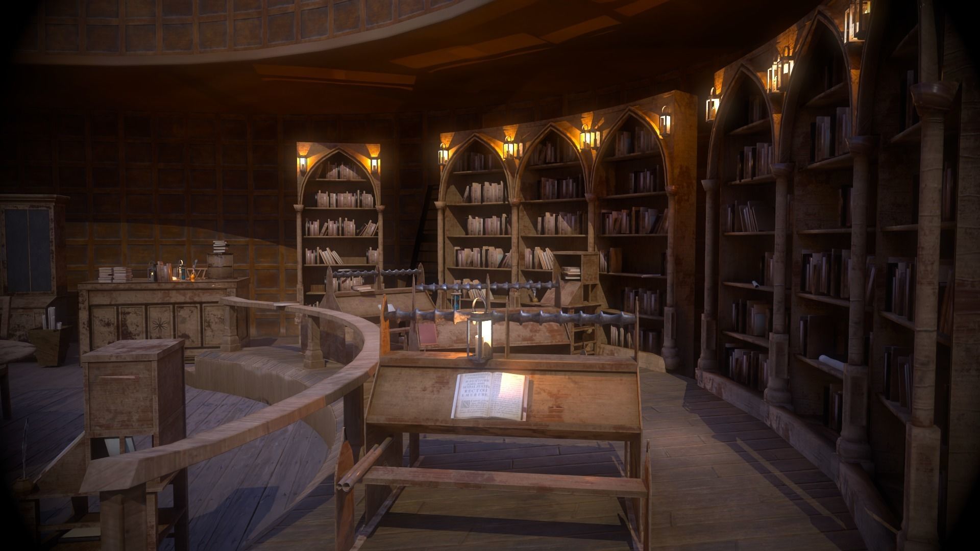 Medieval Library Model Pack Antique Low-poly 3D model_10