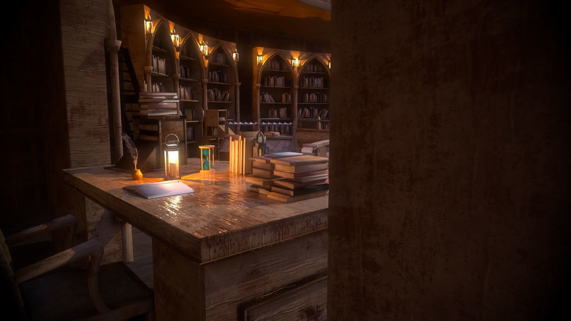 Medieval Library Model Pack Antique Low-poly 3D model_9