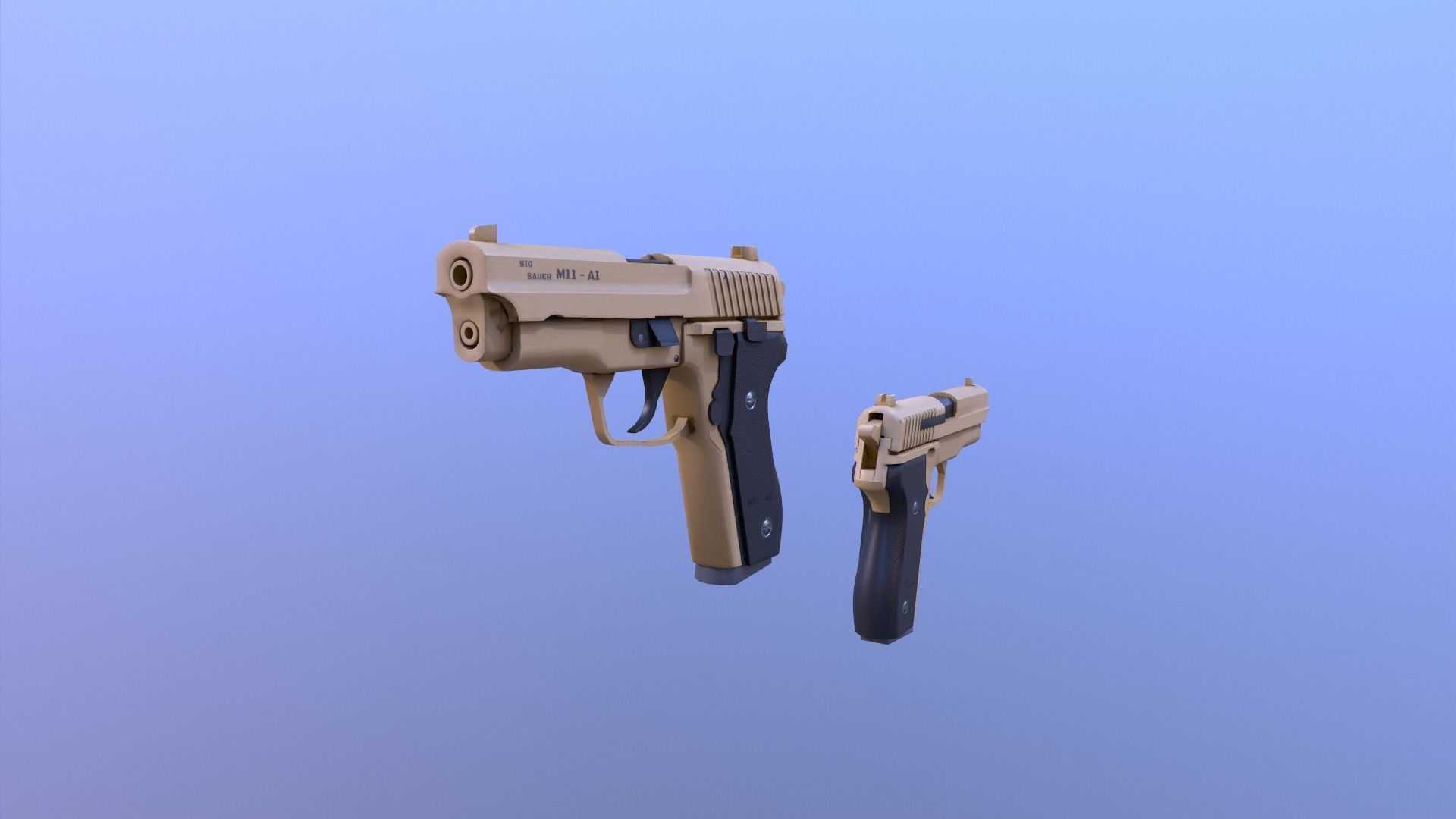M11 Pistol Game Ready 5 Textures Low-poly 3D model_11