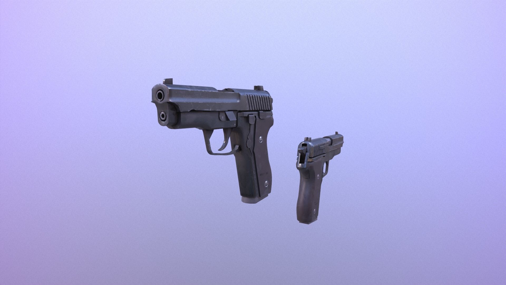 M11 Pistol Game Ready 5 Textures Low-poly 3D model_12
