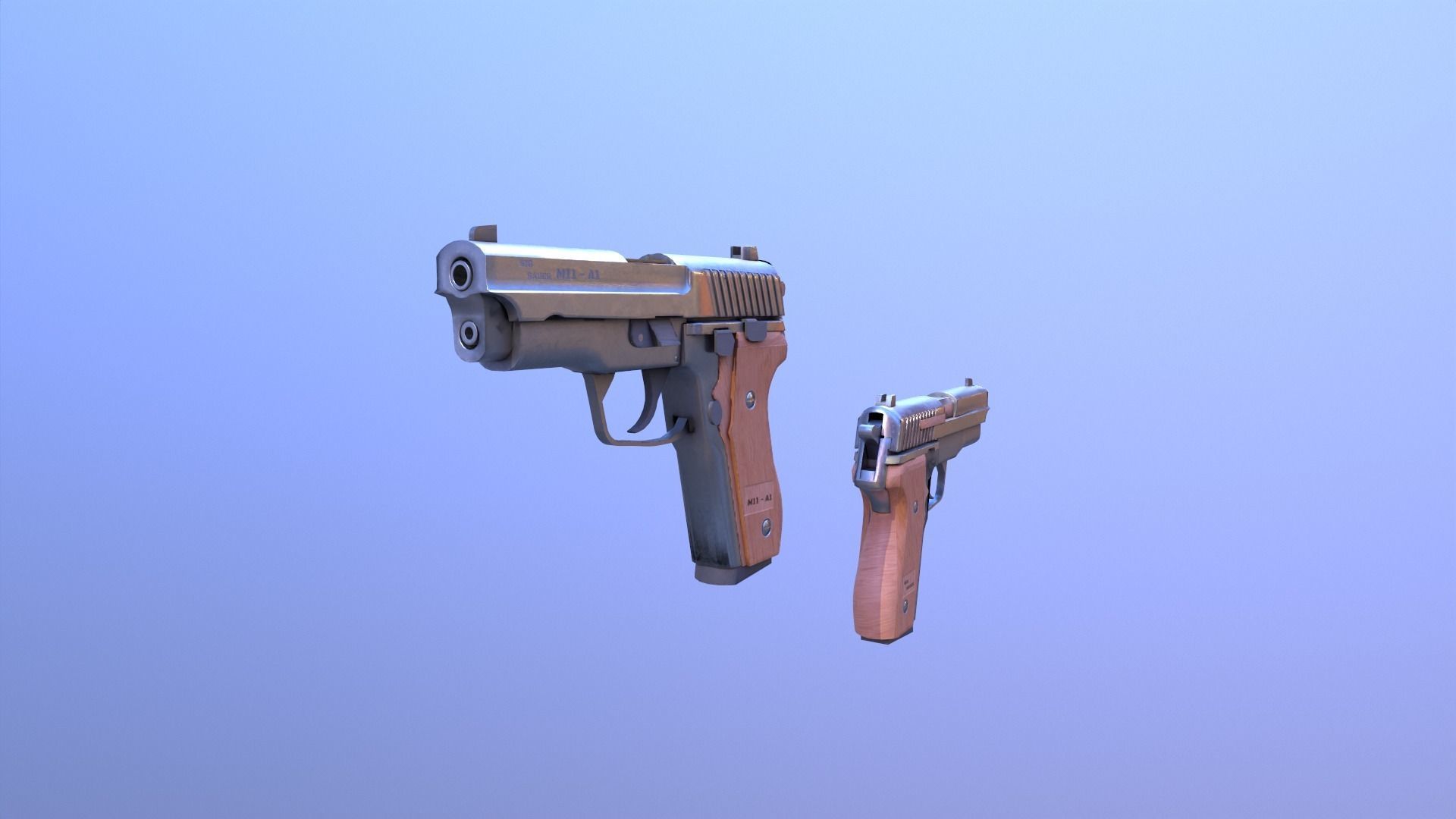 M11 Pistol Game Ready 5 Textures Low-poly 3D model_9