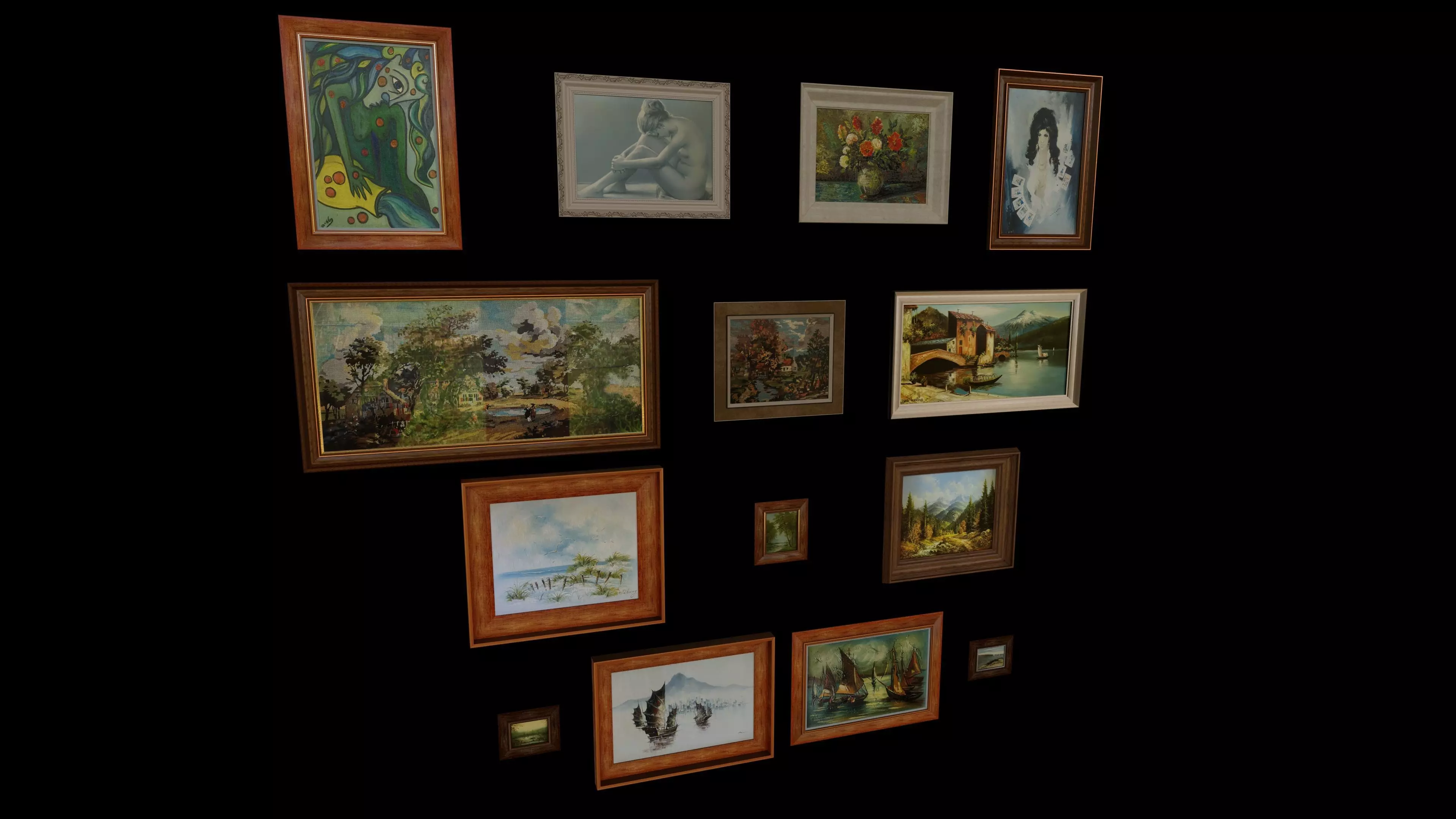 14 Paintings Collection 3D model_0