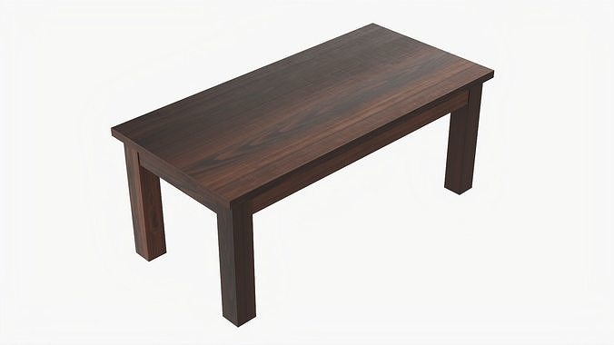 Wooden rectangle coffee table 3D model