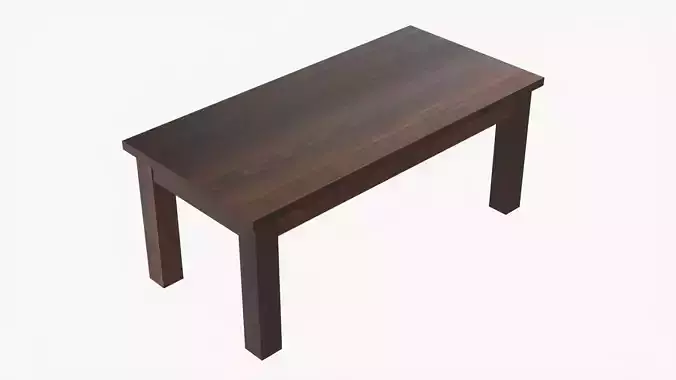 Wooden rectangle coffee table 3D model