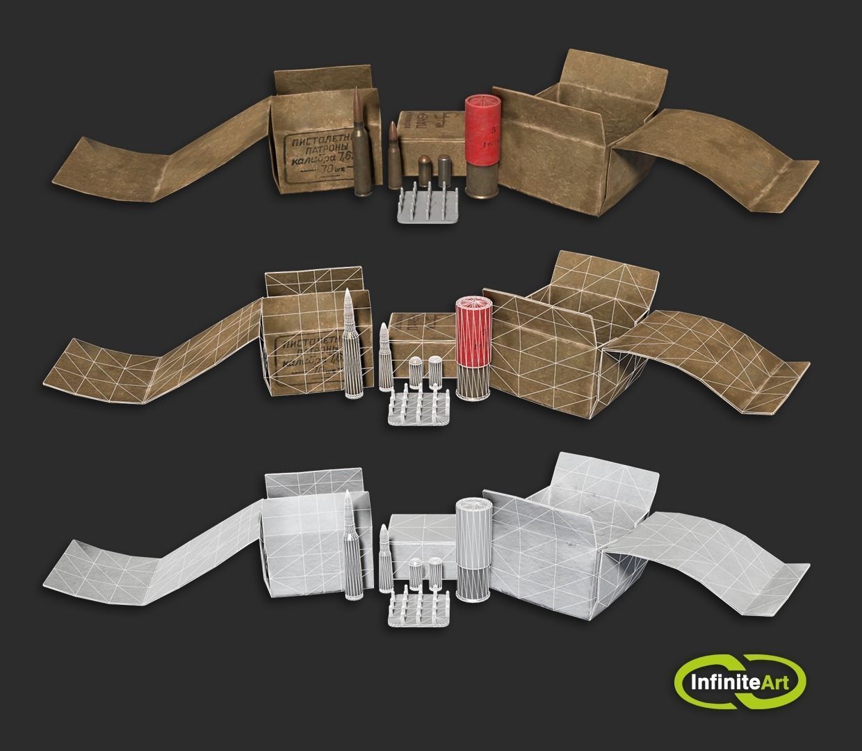 Ammunition Bullets and Shell casings Low-poly 3D model_7