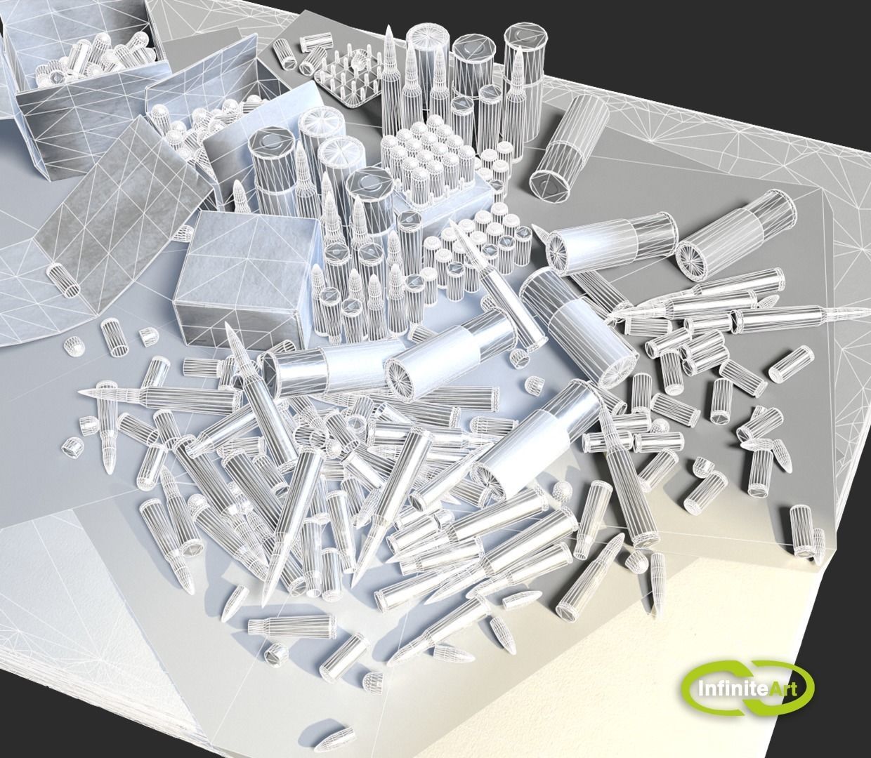 Ammunition Bullets and Shell casings Low-poly 3D model_4