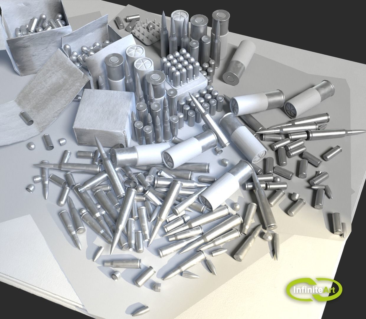 Ammunition Bullets and Shell casings Low-poly 3D model_5