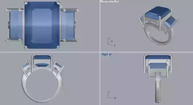 Sterling Silver 3 Gemstone Ring Jewelry