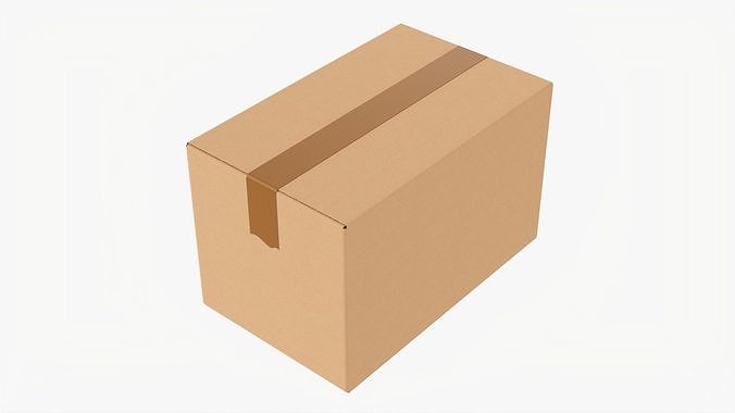 Box sealed with packing tape mockup 01 3D model