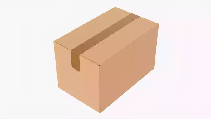 Box sealed with packing tape mockup 01 3D model