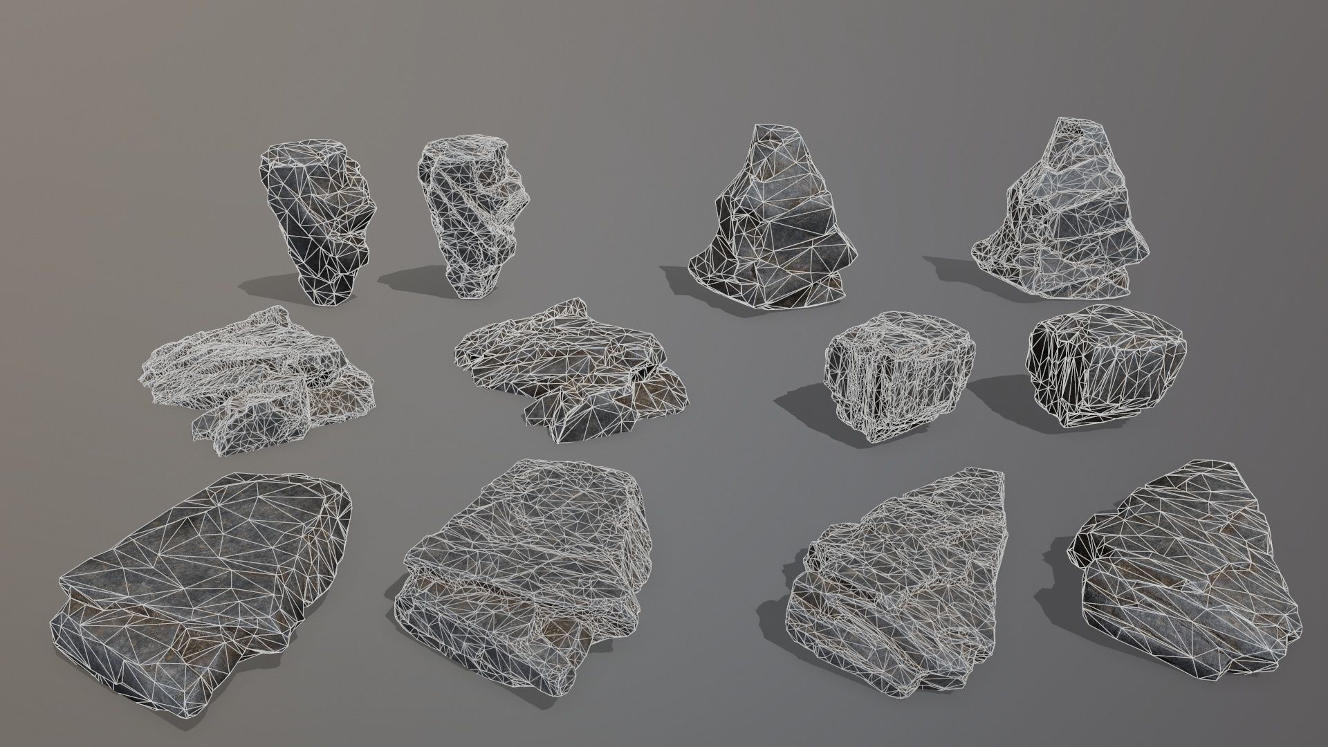 Rock Set Low-poly 3D model_34
