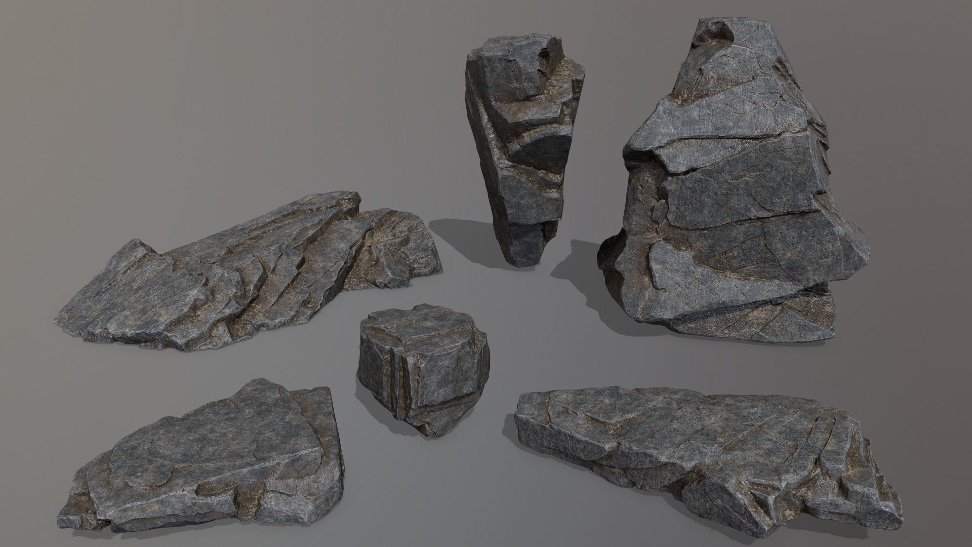 Rock Set Low-poly 3D model_1