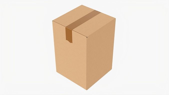 Box sealed with packing tape mockup 02 3D model