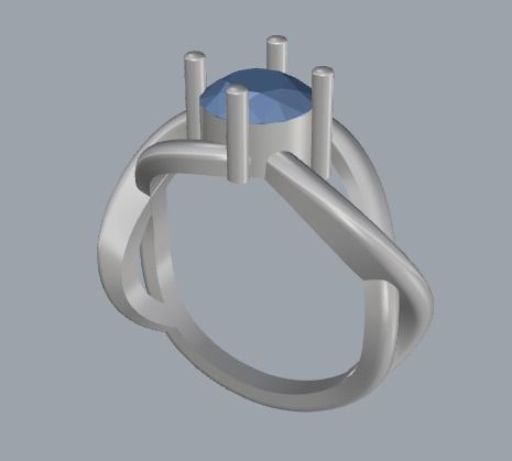 Sterling Silver Single Stone Ring Jewelry 3D print model_9