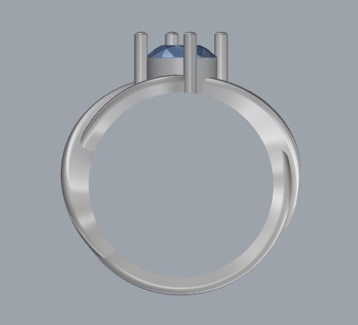 Sterling Silver Single Stone Ring Jewelry 3D print model_5