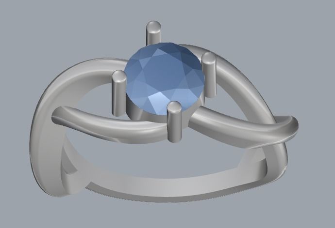 Sterling Silver Single Stone Ring Jewelry 3D print model_2