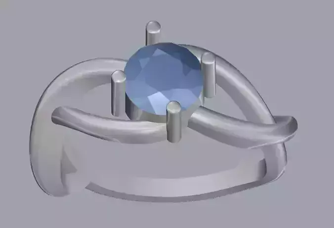Sterling Silver Single Stone Ring Jewelry 3D print model