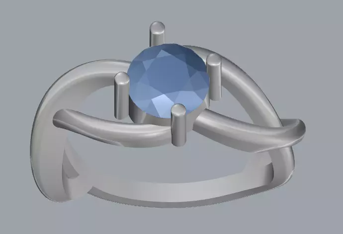Sterling Silver Single Stone Ring Jewelry 3D print model_0