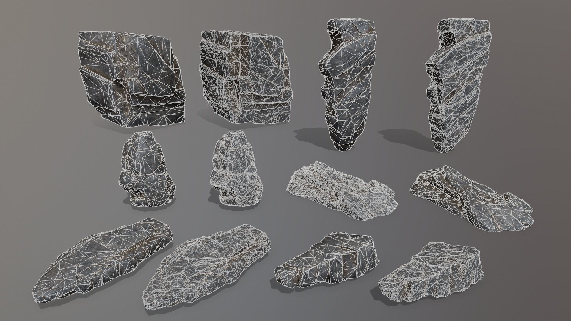 Rock Set piece of stone Low-poly 3D model_32
