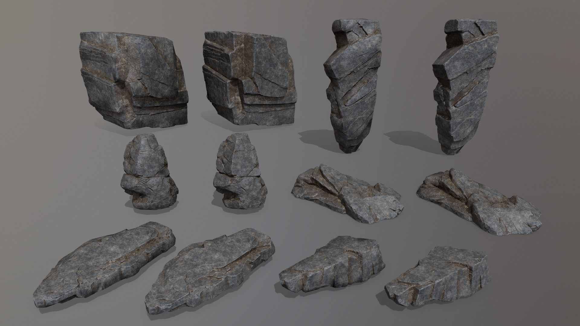 Rock Set piece of stone Low-poly 3D model_31