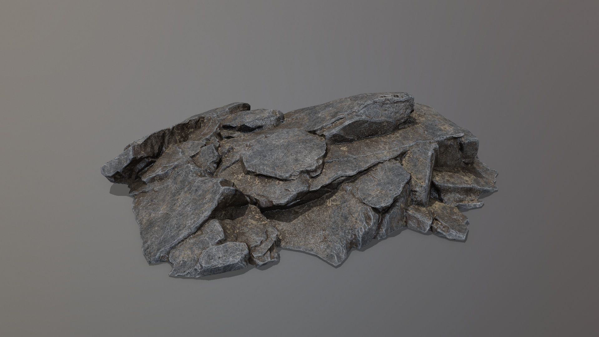 Rock Set piece of stone Low-poly 3D model_2