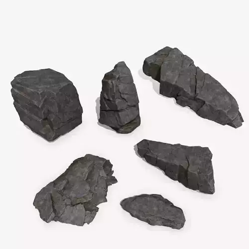 Rock Set piece of stone Low-poly 3D model