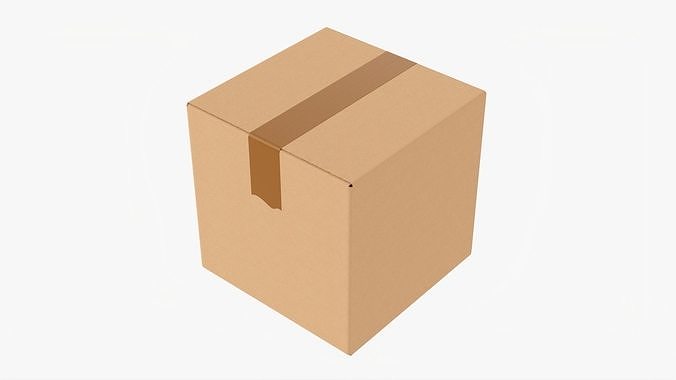 Box sealed with packing tape mockup 03 3D model