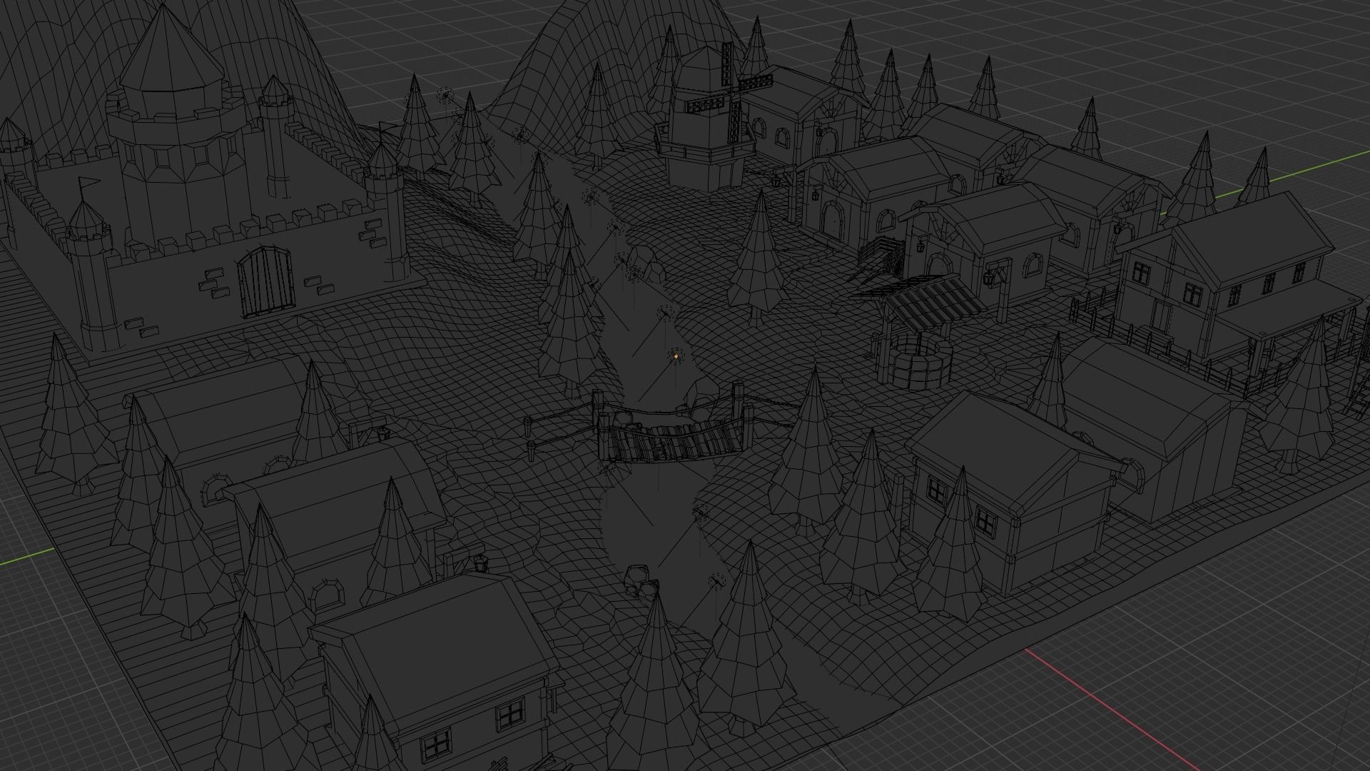 Cartoon Medieval Village Low-poly 3D model_14