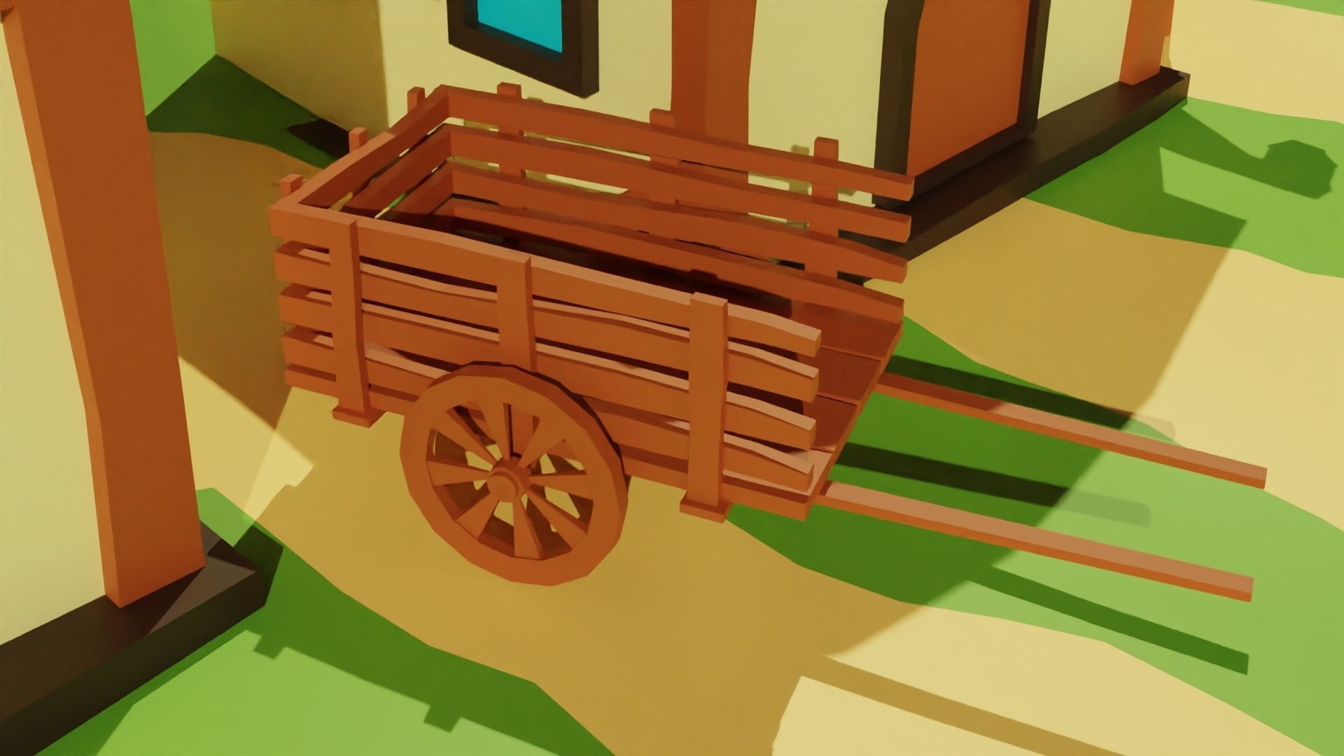 Cartoon Medieval Village Low-poly 3D model_10