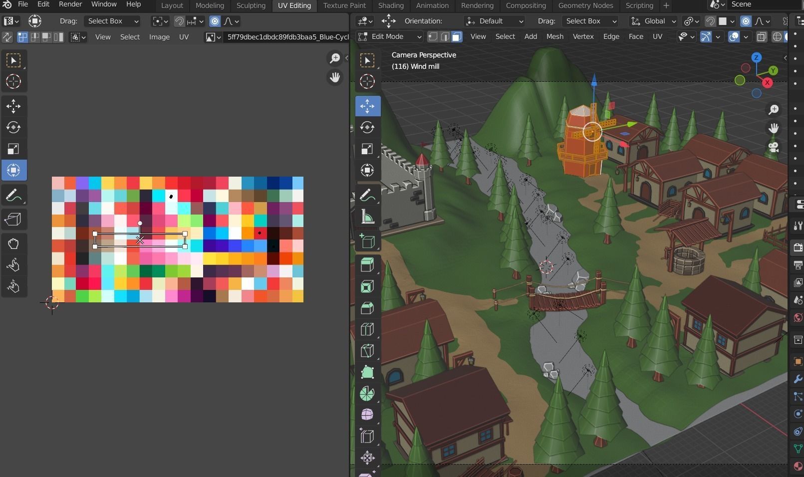 Cartoon Medieval Village Low-poly 3D model_15