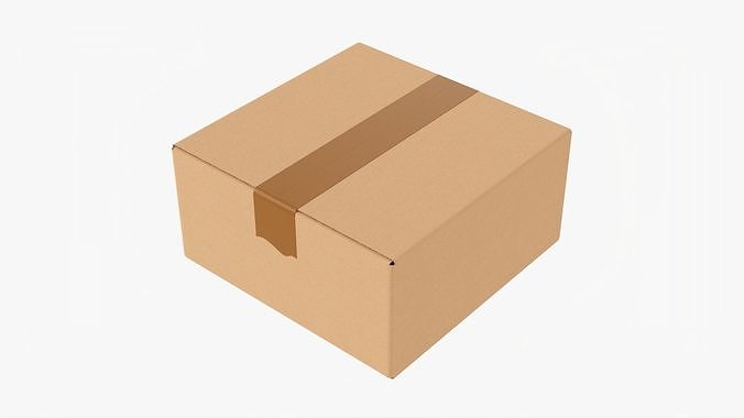 Box sealed with packing tape mockup 04 3D model