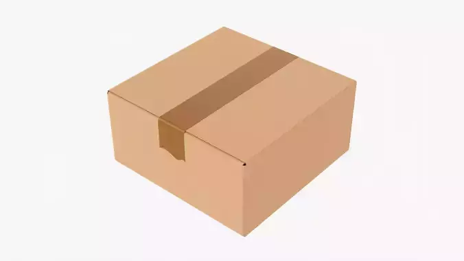 Box sealed with packing tape mockup 04 3D model