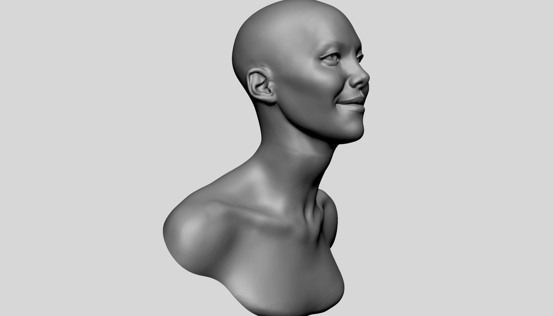 Female Head Printable 3D print model_1