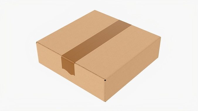 Box sealed with packing tape mockup 05 3D model