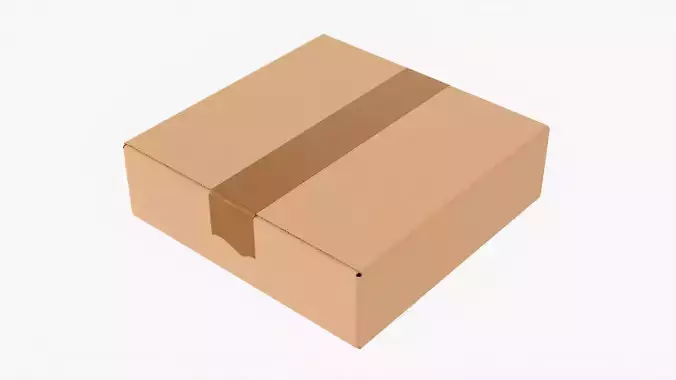Box sealed with packing tape mockup 05 3D model
